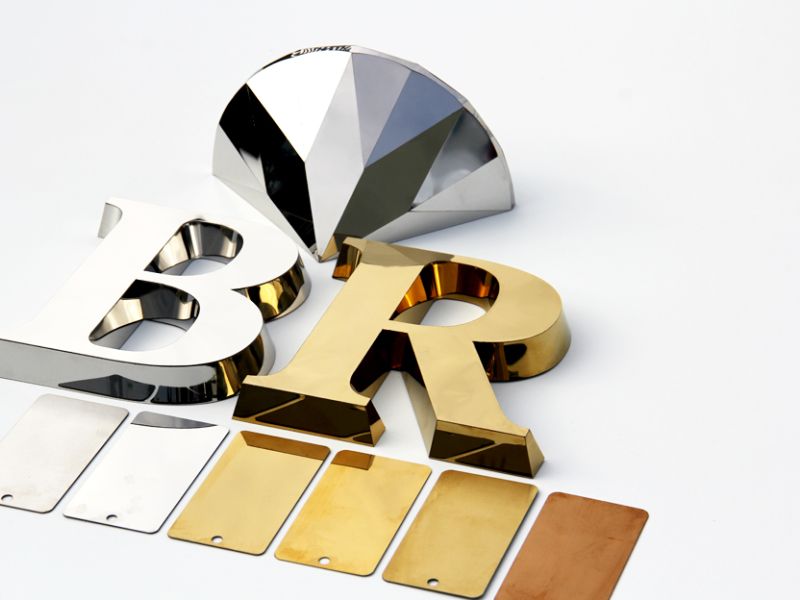 Litery z blachy nierdzewnej – litery metalowe, letters of sheet gold letters, stainless steel