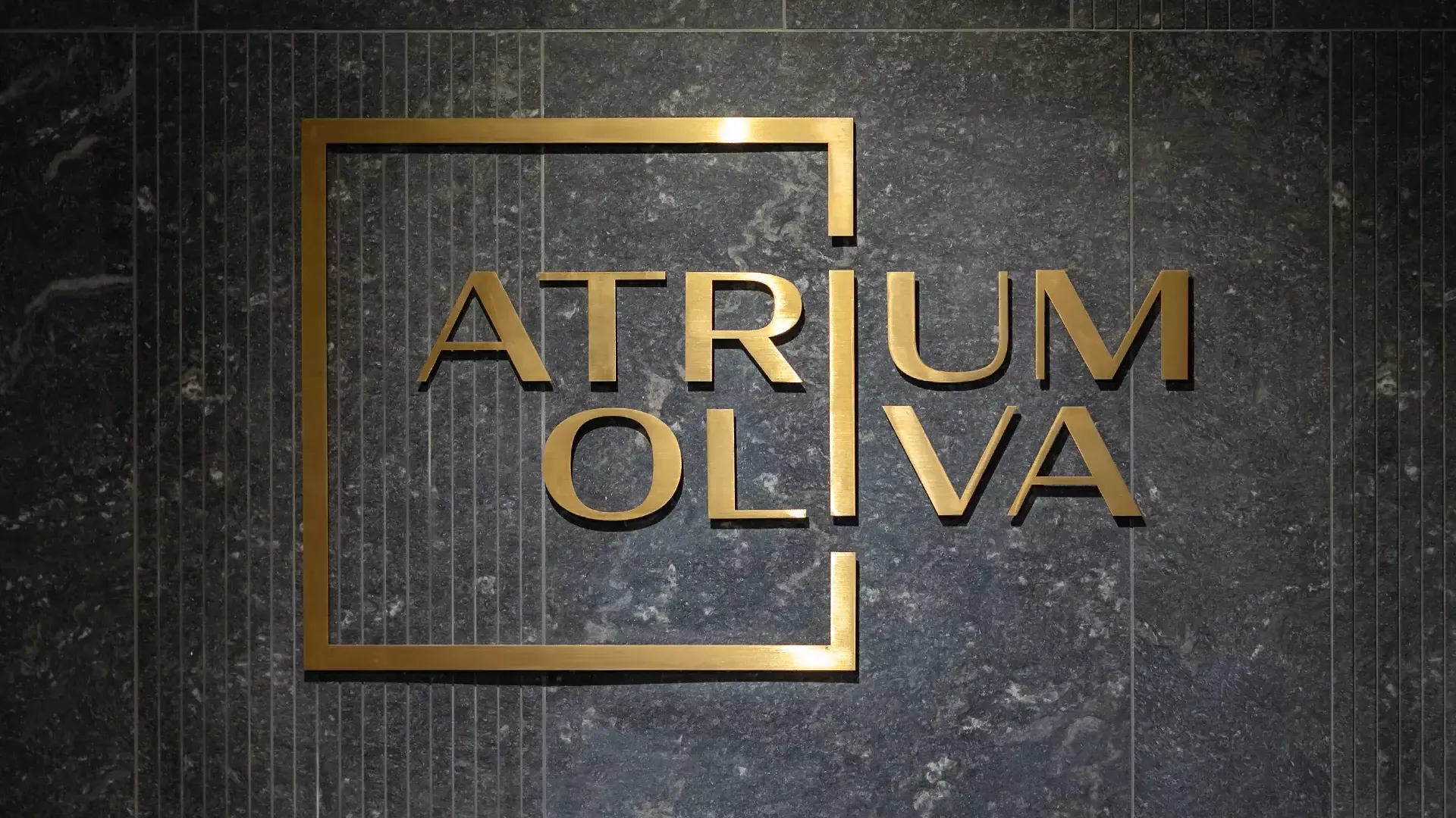 Płaskie litery Atrium Oliva - Płaskie litery Atrium Oliva z blachy szczotkowanej